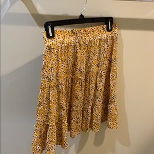 Floral drawstring waist trim skirt